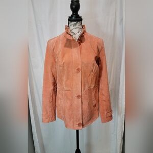 Vintage Dennis By Dennis Basso Peach/ Coral Leather Jacket